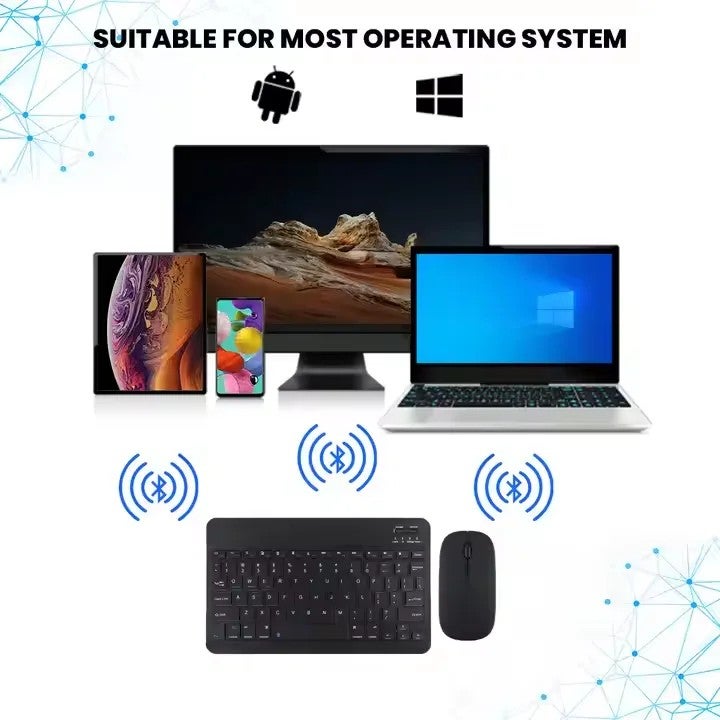 Bluejw Popular Bluetooth Mouse & Wireless Mini Keyboard Combo for Tablets, Laptops - Portable Gaming Keyboards Alternative - Image 2